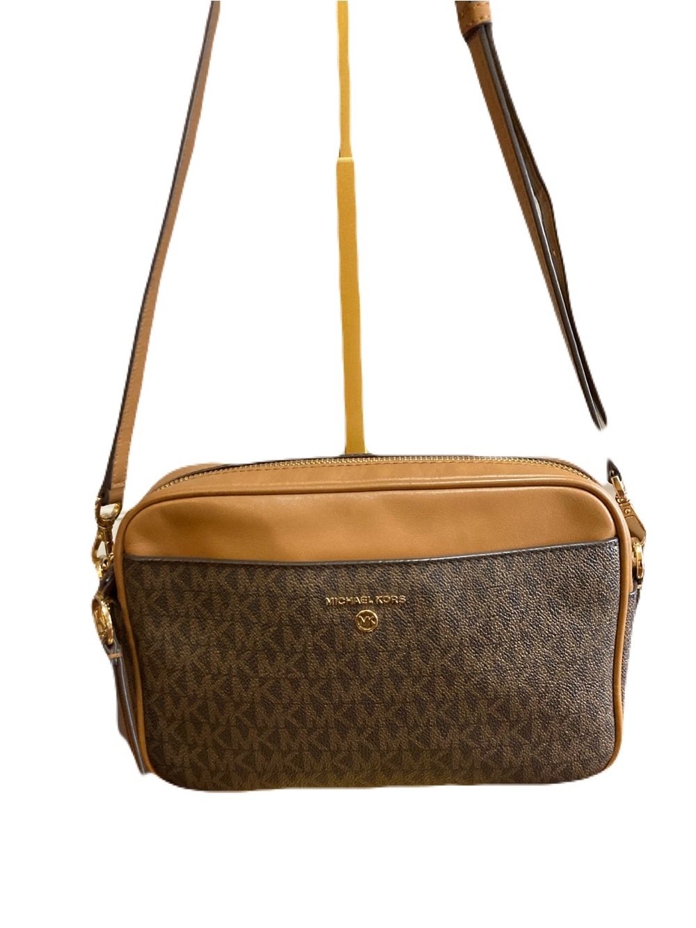 Michael Kors Jet Set Travel Signature Logo Crossbody Bag - Brown/Tan